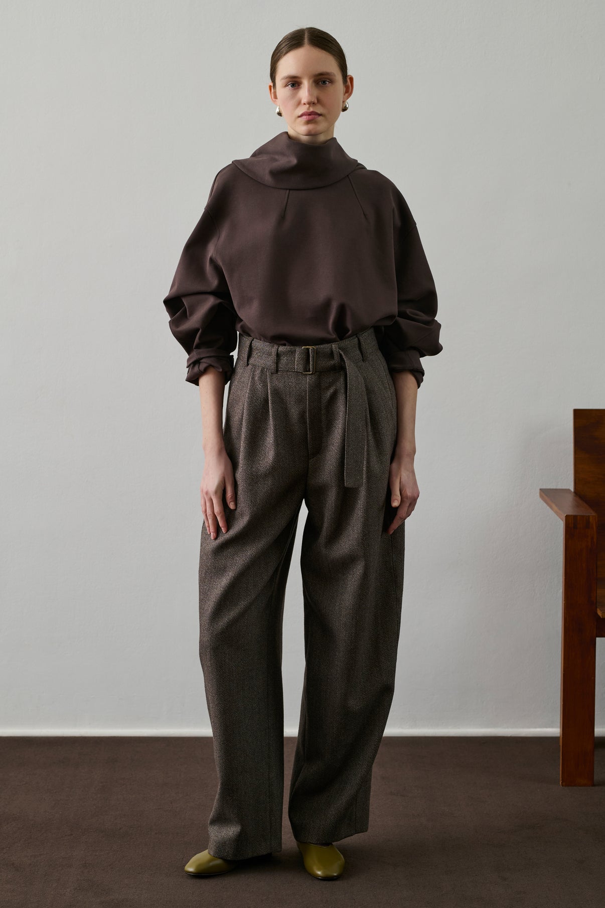 Pantalon Cole - Marron/Écru - Laine - Femme vue 5