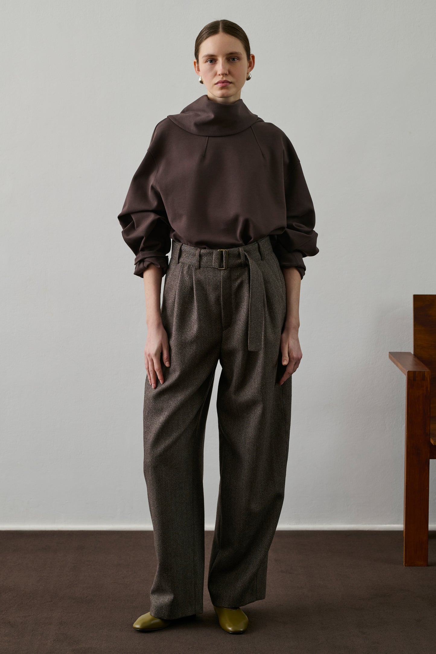 Pantalon Cole - Marron/Écru - Laine - Femme