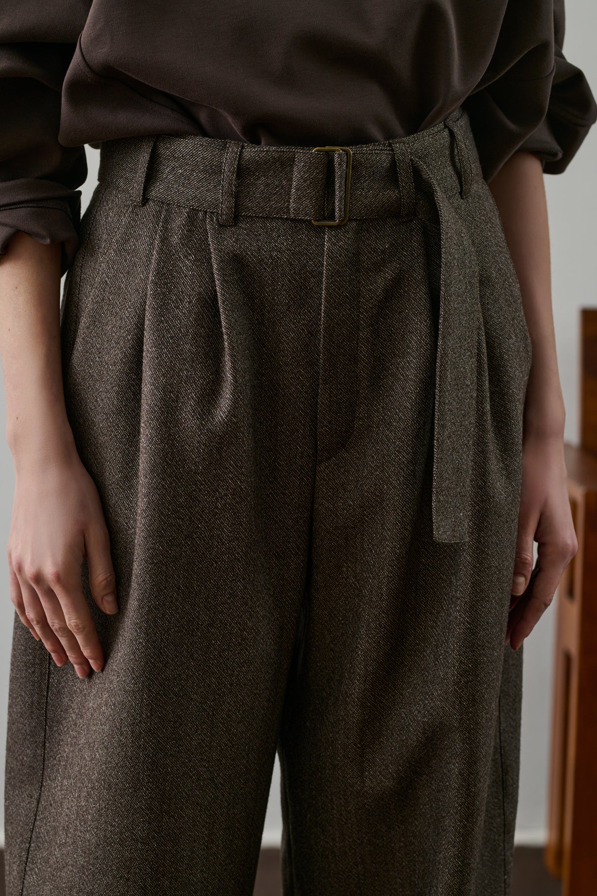 Pantalon Cole - Marron/Écru - Laine - Femme vue 4